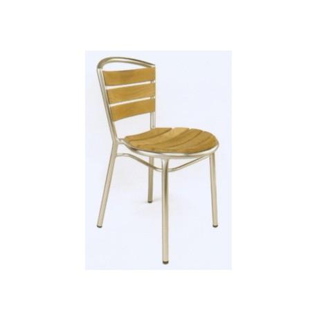 Chairs | Outdoor Aluminum & Teak Outdoor Dining Chair